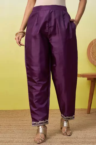 Purple women kurta pant dupatta set