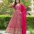 Pink chinon stitched gown with dupatta full sleeve embroidered anarkali gown