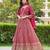 Pink chinon stitched gown with dupatta full sleeve embroidered anarkali gown