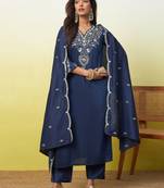 Blue women kurta pant dupatta set