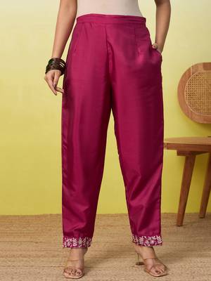 Red women kurta pant dupatta set 4
