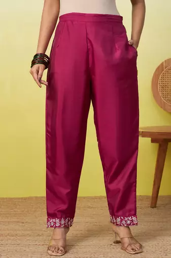 Red women kurta pant dupatta set