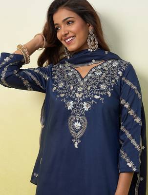 Blue women kurta pant dupatta set 3