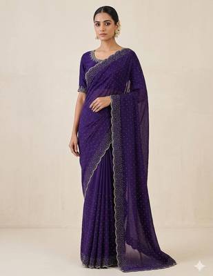 Elegant Purple Embellished Saree for Women 1