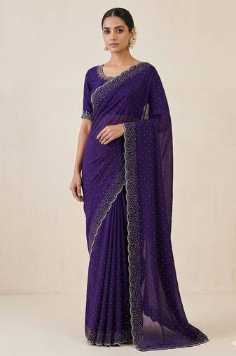 Elegant Purple Embellished Saree for Women