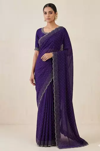 Elegant Purple Embellished Saree for Women