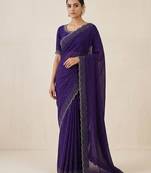 Elegant Purple Embellished Saree for Women