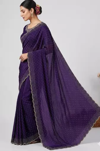 Elegant Purple Embellished Saree for Women