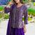 Purple chinon stitched top with stitched chinon bottom and chinon dupatta full sleeve embroidered straight kurta