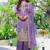 Purple vichitra silk embroidered straight kurta set with dupatta & full sleeves