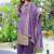 Purple vichitra silk embroidered straight kurta set with dupatta & full sleeves