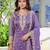 Purple vichitra silk embroidered straight kurta set with dupatta & full sleeves