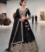 Black Traditional Lehenga Choli with Heavy Border Work & Elegant Dupatta