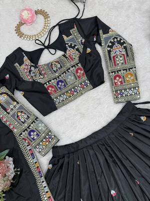 Black Traditional Lehenga Choli with Heavy Border Work & Elegant Dupatta 5