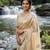 Cream Color embroidery beats work Silk Blend Saree
