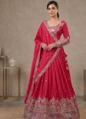 Pink Traditional Lehenga Choli with Heavy Border Work & Elegant Dupatta