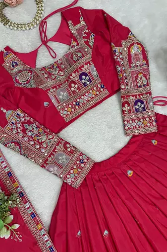 Pink Traditional Lehenga Choli with Heavy Border Work & Elegant Dupatta