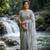 Grey Color embroidery beats work Silk Blend Saree