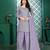 Light purple chinon stitched top with stitched chinon bottom and chinon dupatta 3/4 sleeve embroidered straight kurta