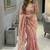 Peach Color embroidery beats work Silk Blend Saree