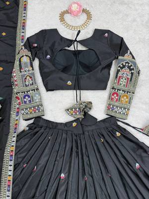  Light Black traditional lehenga choli with heavy border work & elegant dupatta 5