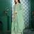 Teal chinon stitched top with stitched chinon bottom and chinon dupatta 3/4 sleeve embroidered straight kurta