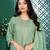Teal chinon stitched top with stitched chinon bottom and chinon dupatta 3/4 sleeve embroidered straight kurta