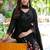 Black faux georgette full sleeve embroidered gown with jacket and dupatta