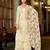 Cream chinon stitched top with stitched chinon bottom and chinon dupatta 3/4 sleeve embroidered straight kurta