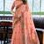 Peach linen jacquard woven saree with blouse