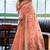Peach linen jacquard woven saree with blouse
