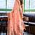 Peach linen jacquard woven saree with blouse