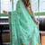 Turquoise linen jacquard woven saree with blouse