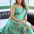 Turquoise linen jacquard woven saree with blouse