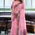 Pink linen jacquard woven saree with blouse