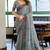 Grey linen jacquard woven saree with blouse