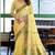Yellow linen jacquard woven saree with blouse