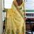 Yellow linen jacquard woven saree with blouse