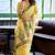 Yellow linen jacquard woven saree with blouse