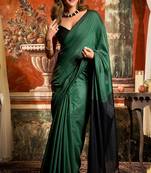 Green mal cotton contrast pallu with fancy tassels saree with blouse