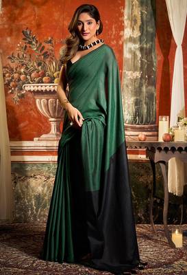 Green mal cotton contrast pallu with fancy tassels saree with blouse 2