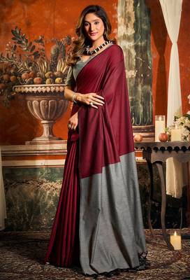 Maroon mal cotton contrast pallu with fancy tassels saree with blouse 2