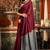 Maroon mal cotton contrast pallu with fancy tassels saree with blouse