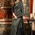 Grey mal cotton contrast pallu with fancy tassels saree with blouse