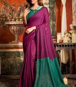 Magenta mal cotton contrast pallu with fancy tassels saree with blouse