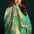 Sea green munga cotton mina work with zari border & cute finish saree with blouse