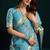 Sky blue munga cotton mina work with zari border & cute finish saree with blouse