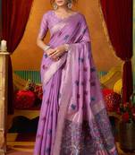 Lavender woven work with saree with blouse