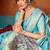 Sky blue woven work with saree with blouse