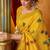 Mustard woven work with saree with blouse